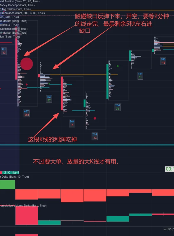大单K线，结合K线缺口、delta、正态分布做单